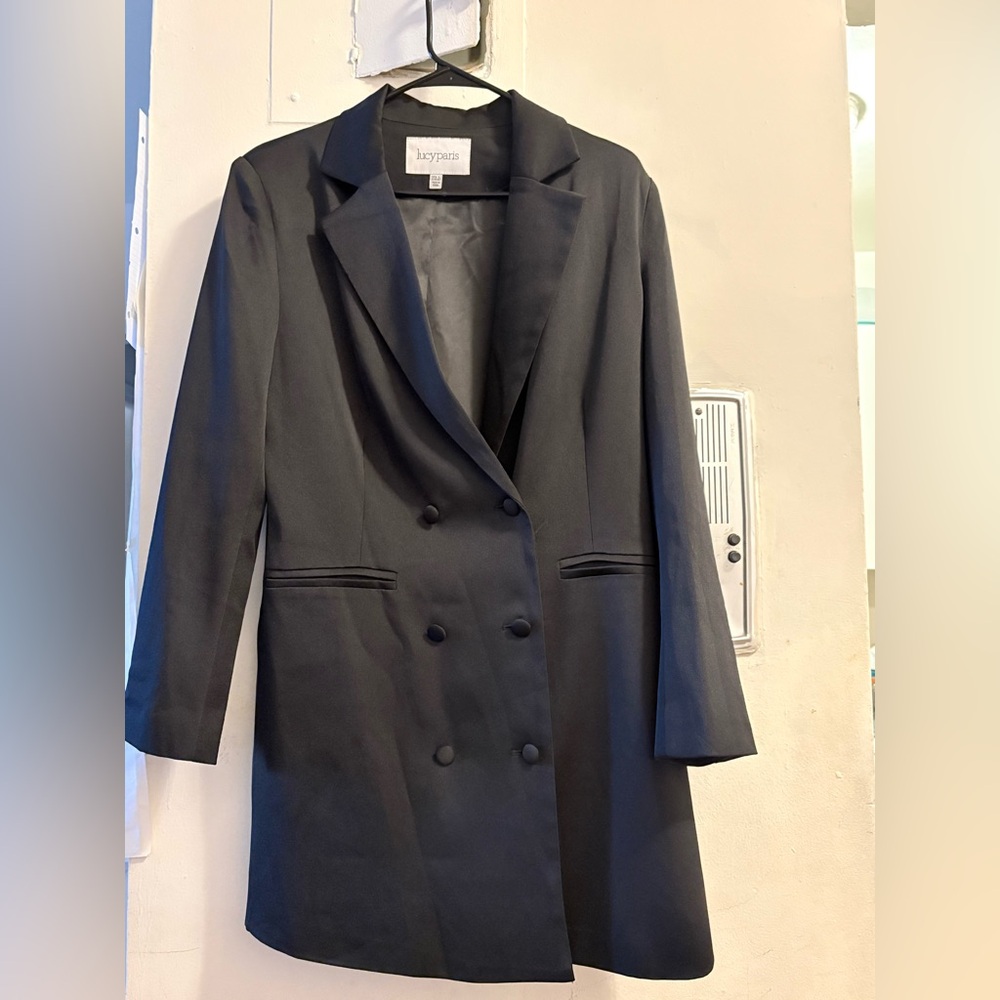 Lucy Paris Black Double-Breasted Blazer Sz L